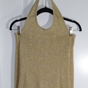 Henri Bendel maxi gold skirt with a backless top